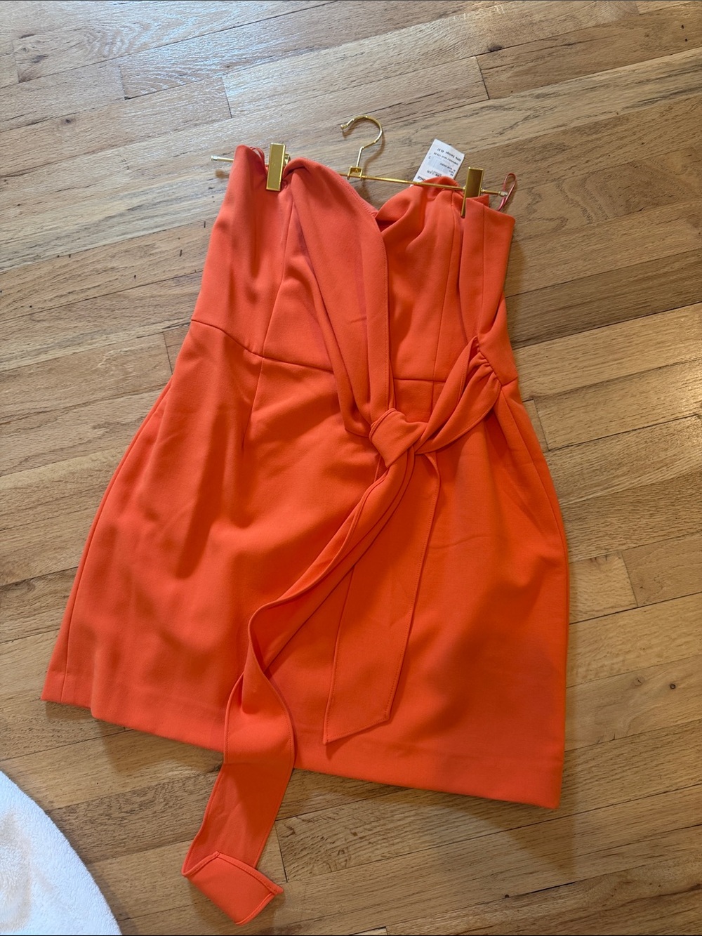 Women's Orange Knot-Front Strapless Dress